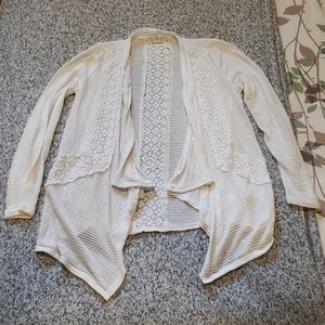 Girls White Cardigan w/ Lace Detail - Adorable